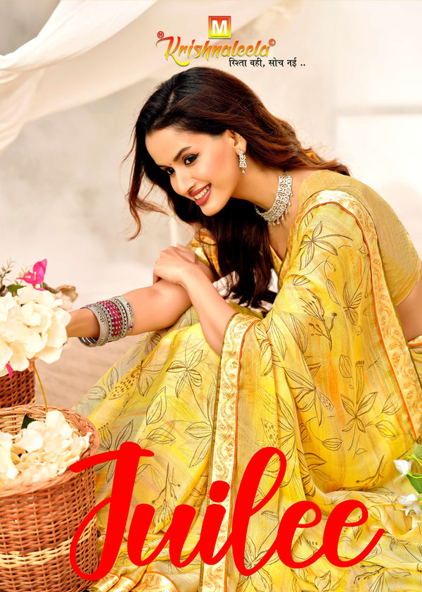 Krishnaleela Juilee Floral Printed Saree – 8 Pcs Set – M.R. Saree Emporium (