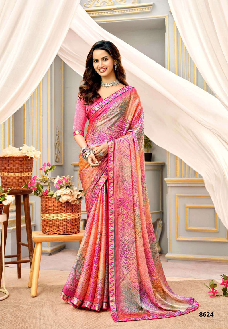 Krishnaleela Juilee Floral Printed Saree – 8 Pcs Set – M.R. Saree Emporium (