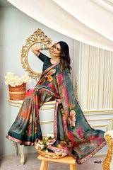 Krishnaleela Juilee Floral Printed Saree – 8 Pcs Set – M.R. Saree Emporium (