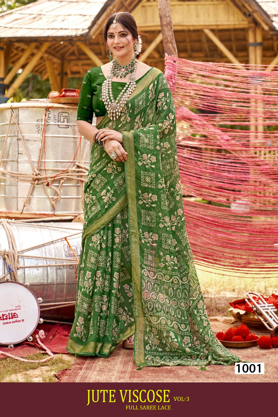 Kayaan Jute Viscose Vol-3 Saree – 8 PCS Set – M.R. Saree Emporium