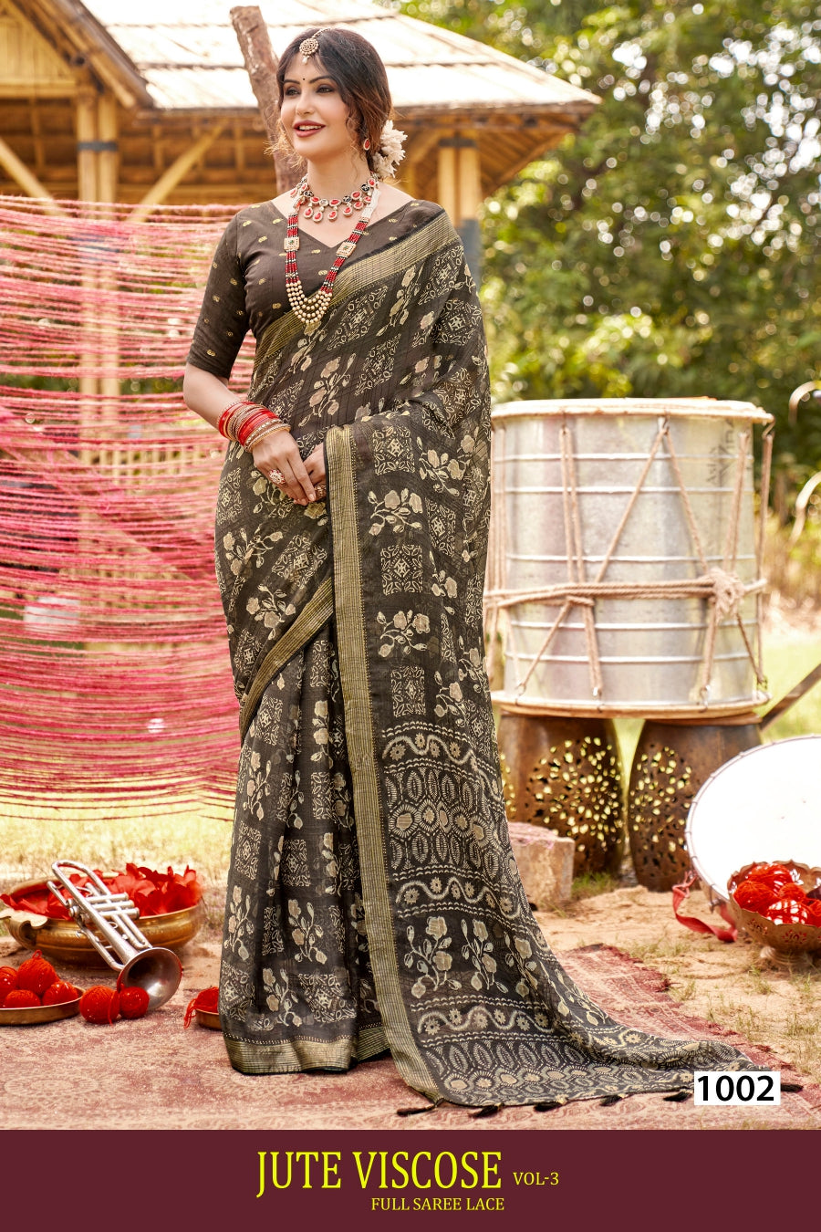 Kayaan Jute Viscose Vol-3 Saree – 8 PCS Set – M.R. Saree Emporium