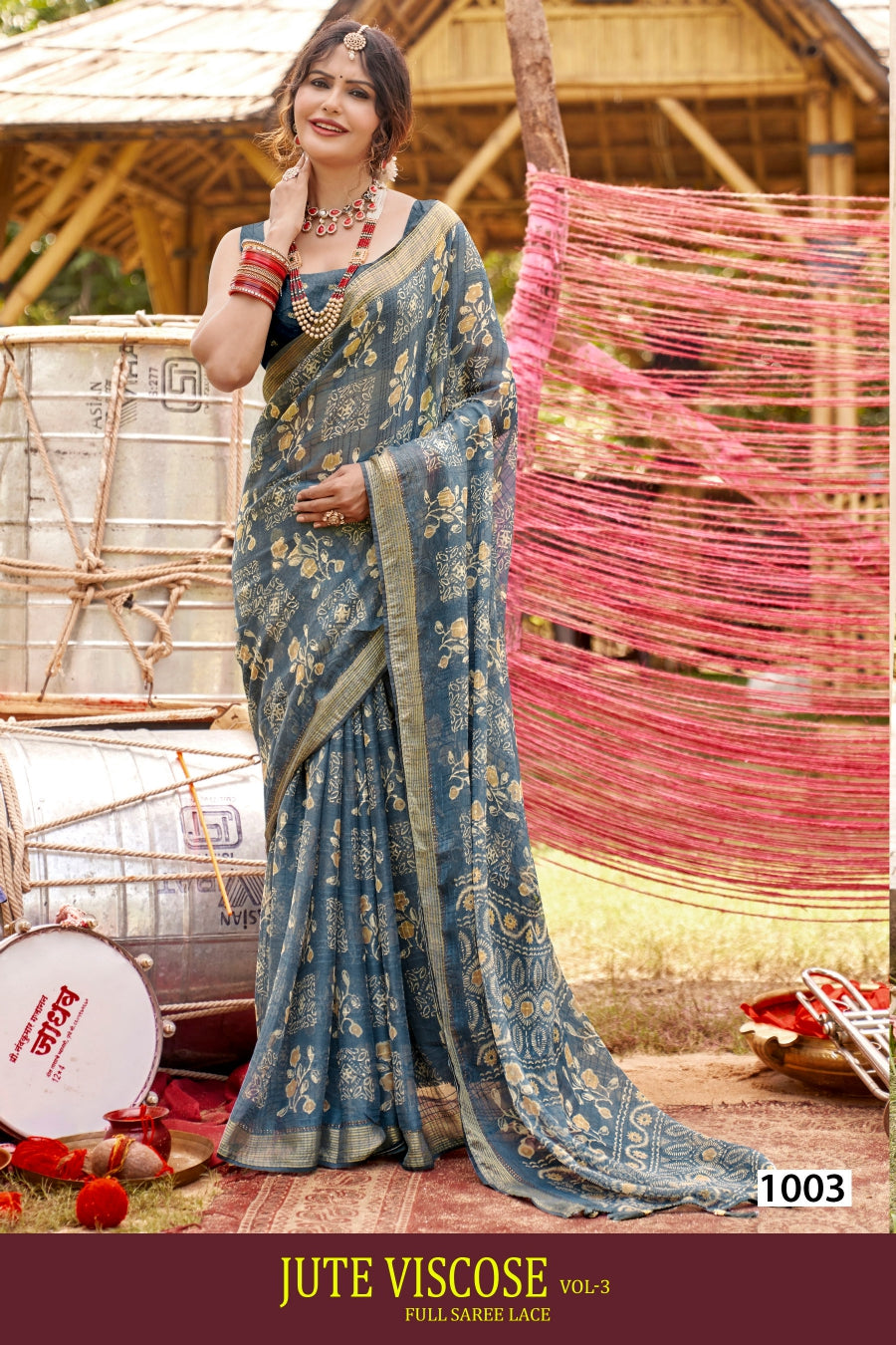 Kayaan Jute Viscose Vol-3 Saree – 8 PCS Set – M.R. Saree Emporium