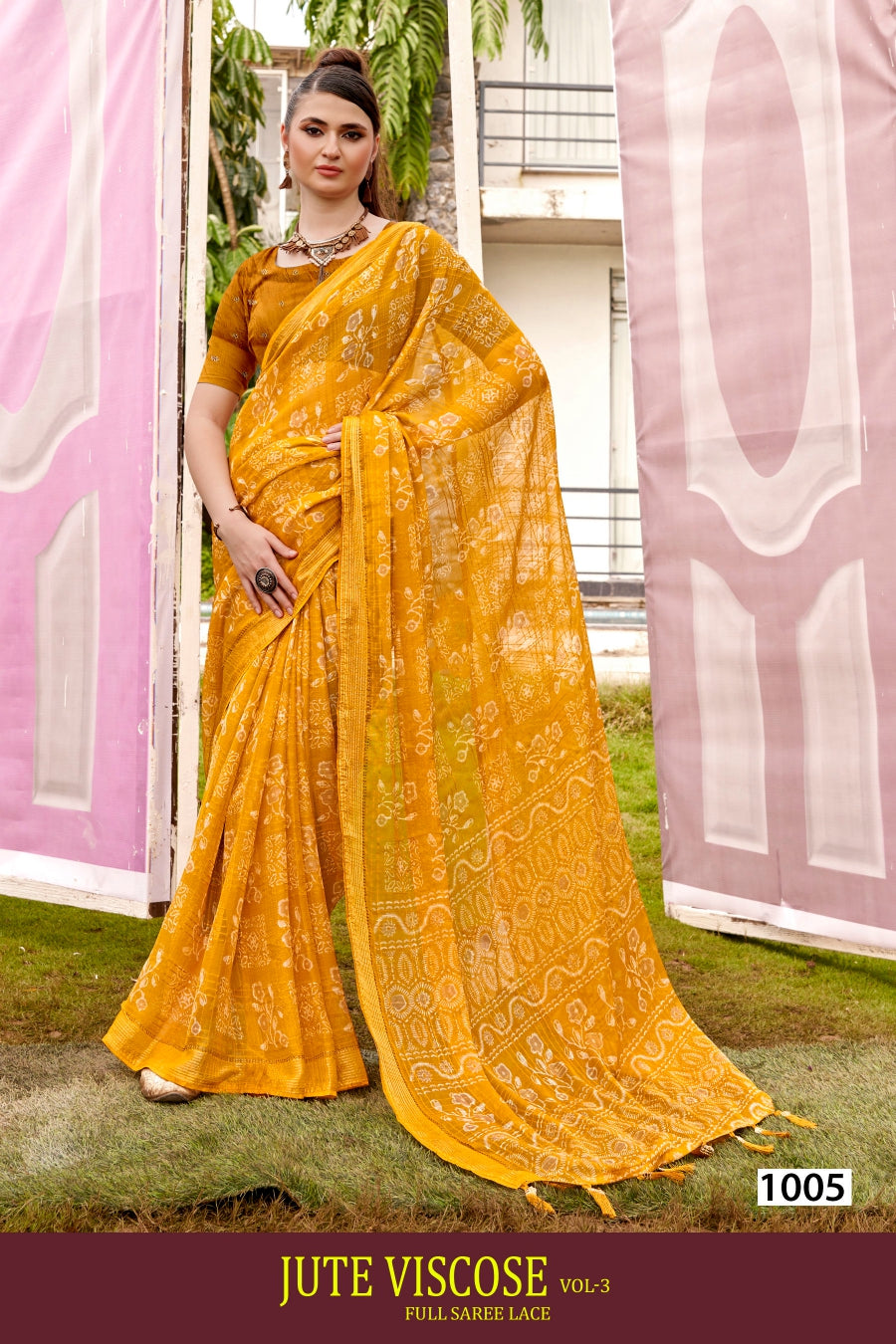 Kayaan Jute Viscose Vol-3 Saree – 8 PCS Set – M.R. Saree Emporium