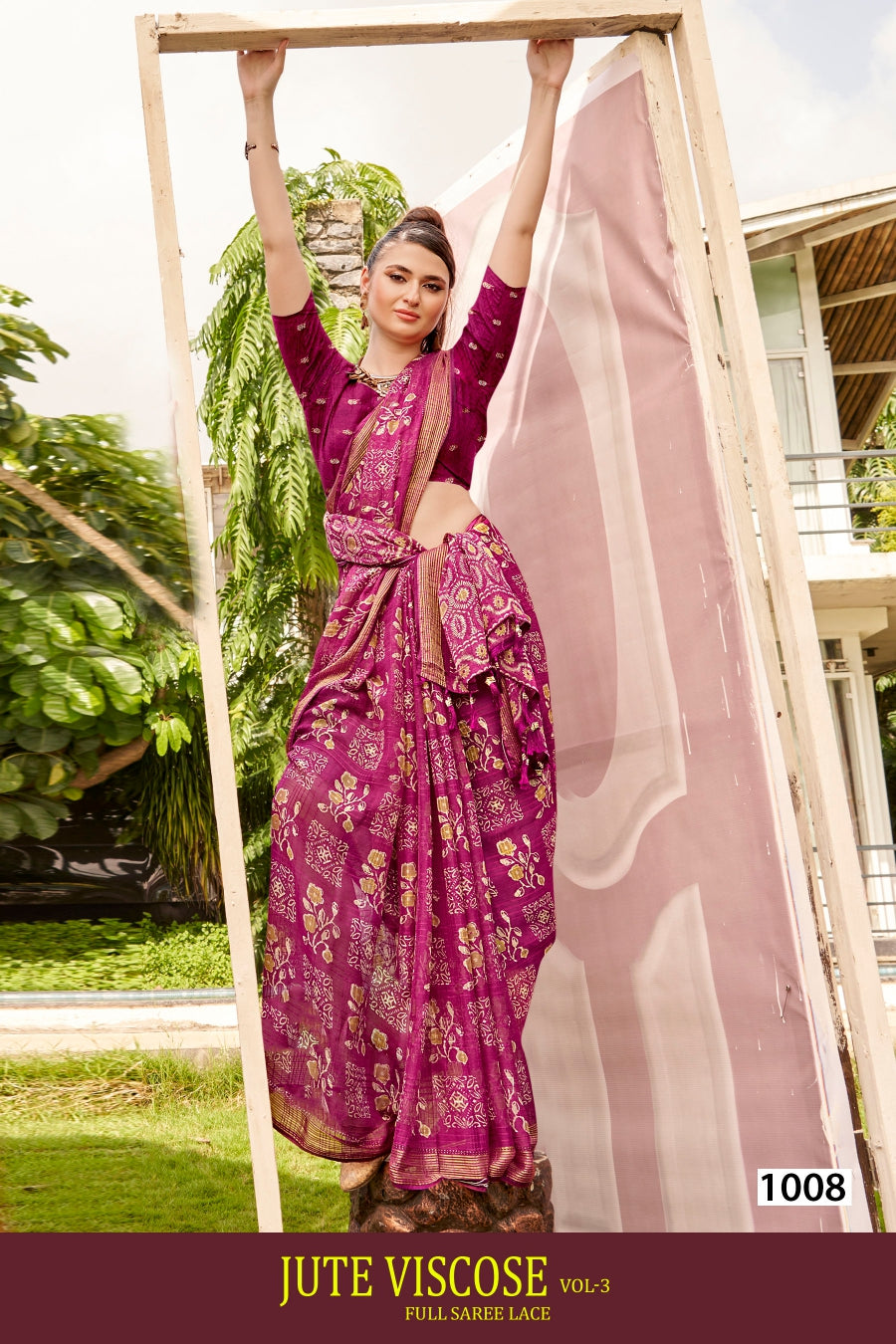 Kayaan Jute Viscose Vol-3 Saree – 8 PCS Set – M.R. Saree Emporium