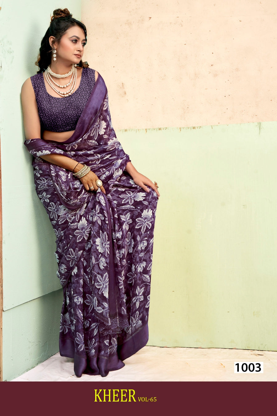 Moss Chiffon Kheer Vol-65 Printed Saree Collection – 8 Pcs Set -Premium Daily Wear Sarees -M.R. Saree Emporium