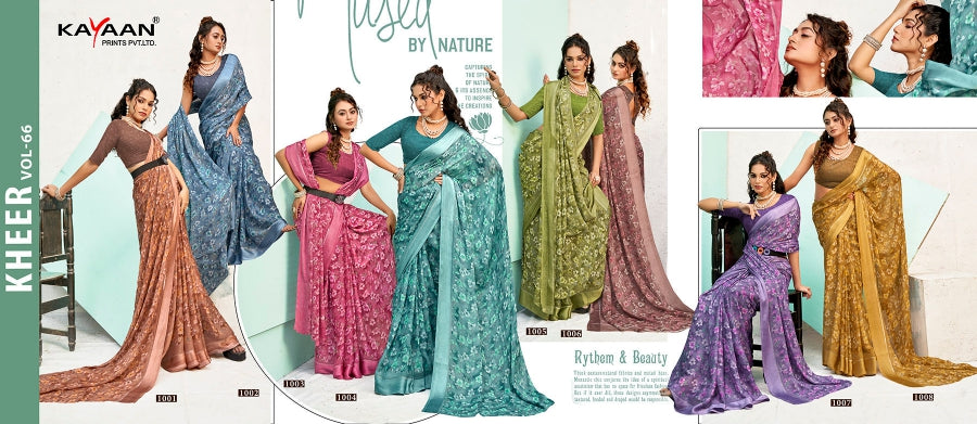 Moss Chiffon Kheer Vol-66 Printed Saree Collection – 8 Pcs Set -Premium Daily Wear Sarees -M.R. Saree Emporium