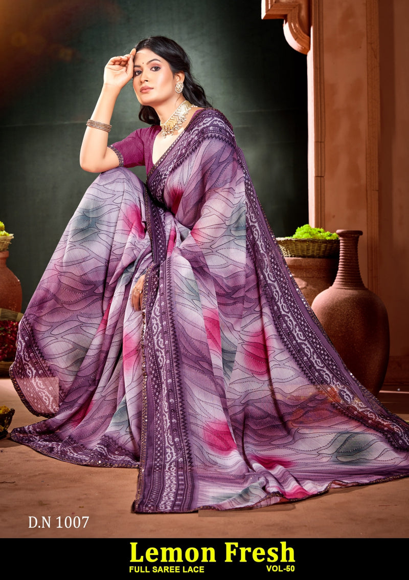 Kayaan Leman Fresh Vol-50 Chiffon Saree – 8 PCS Set – M.R. Saree Emporium