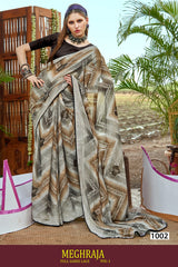 Meghraja Vol-1 Kayaan Print Simmer Chiffon Fancy Saree M.R. Saree Emporium