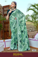 Meghraja Vol-1 Kayaan Print Simmer Chiffon Fancy Saree M.R. Saree Emporium