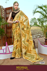 Meghraja Vol-1 Kayaan Print Simmer Chiffon Fancy Saree M.R. Saree Emporium
