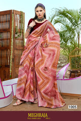 Meghraja Vol-1 Kayaan Print Simmer Chiffon Fancy Saree M.R. Saree Emporium