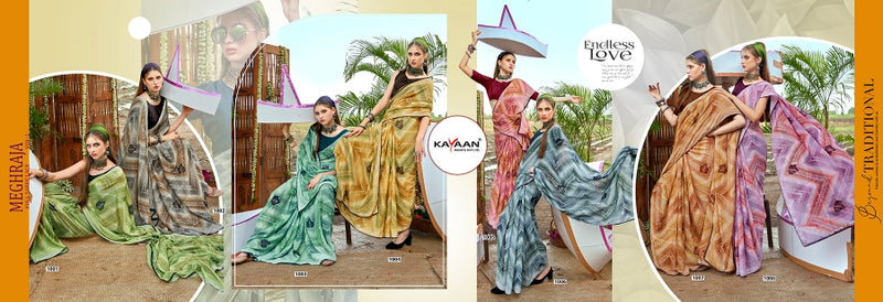 Meghraja Vol-1 Kayaan Print Simmer Chiffon Fancy Saree M.R. Saree Emporium