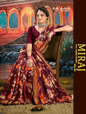 Kayaan Miraj Vol-40 Simmar Chiffon Saree – 8 PCS Set – M.R. Saree Emporium