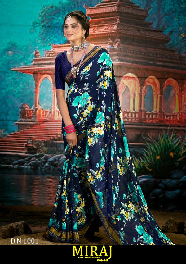 Kayaan Miraj Vol-40 Simmar Chiffon Saree – 8 PCS Set – M.R. Saree Emporium