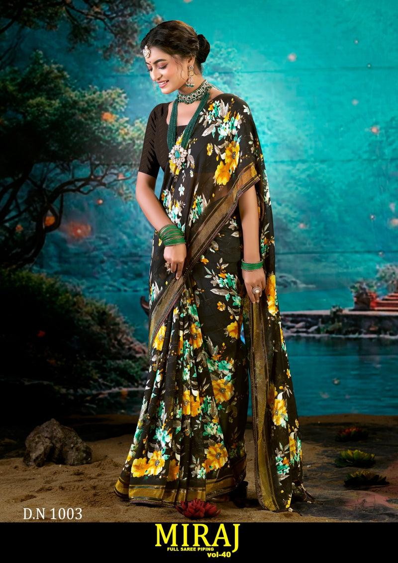 Kayaan Miraj Vol-40 Simmar Chiffon Saree – 8 PCS Set – M.R. Saree Emporium