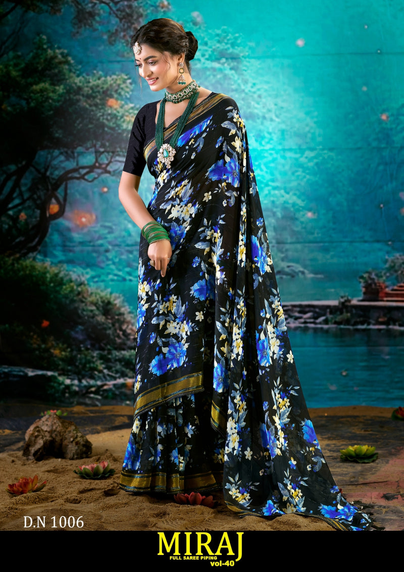 Kayaan Miraj Vol-40 Simmar Chiffon Saree – 8 PCS Set – M.R. Saree Emporium