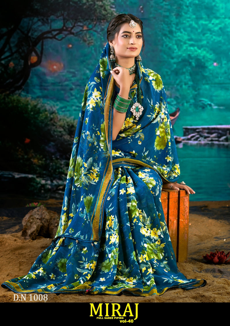 Kayaan Miraj Vol-40 Simmar Chiffon Saree – 8 PCS Set – M.R. Saree Emporium