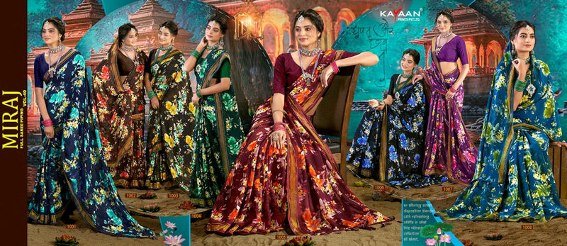 Kayaan Miraj Vol-40 Simmar Chiffon Saree – 8 PCS Set – M.R. Saree Emporium