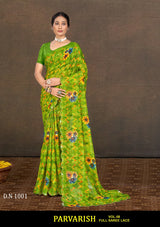 Parvarish Vol-08 Chiffon Printed Saree 8 Pcs Set with Full Lace Border Fancy Daily Wear Saree Wholesale Combo – M.R. Saree Emporium