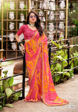 Georgette Pogo Full Saree Lace Vol-2 – 8 Pcs Set Premium Printed Saree Wholesale -M.R. Saree Emporium