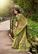 Georgette Pogo Full Saree Lace Vol-2 – 8 Pcs Set Premium Printed Saree Wholesale -M.R. Saree Emporium