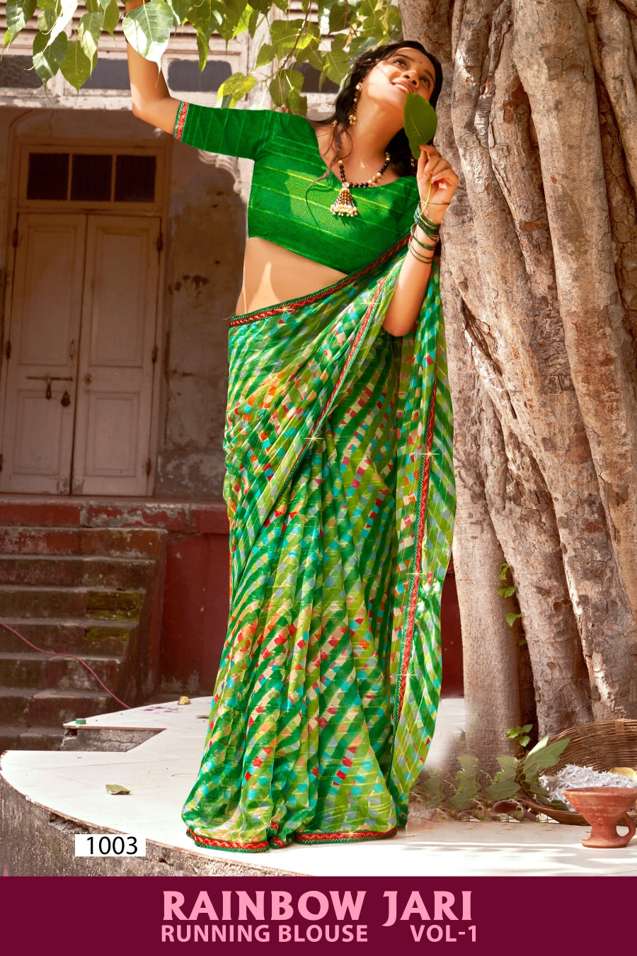 Kayaan Rainbow Jari Vol-01 Simmar Chiffon Saree – 8 PCS Set – M.R. Saree Emporium