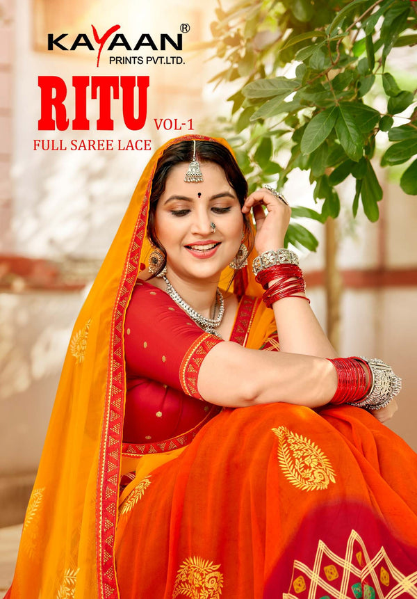 Kayaan Ritu Vol-01 Georgette Saree – 8 PCS Set – M.R. Saree Emporium