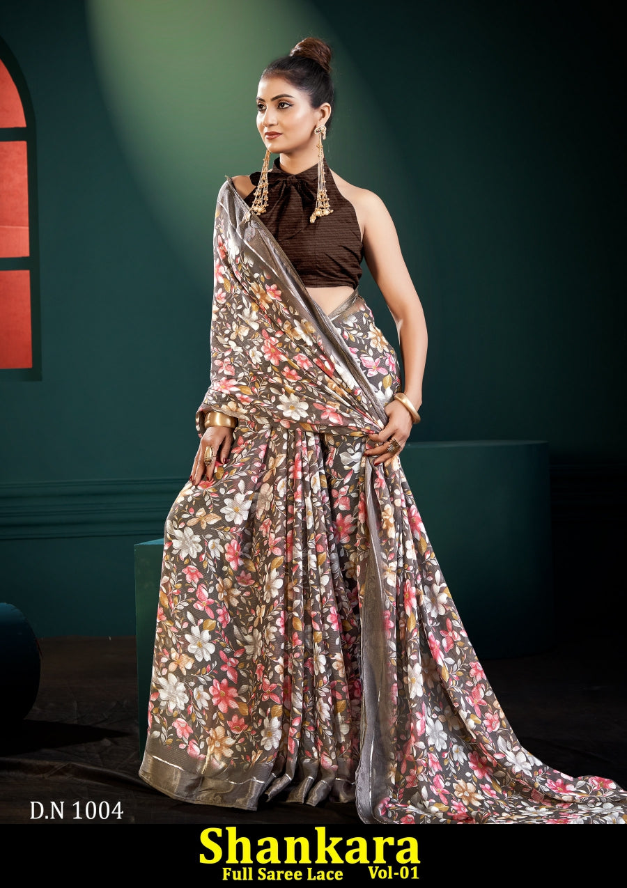 Shankara Chiffon Saree with Full Saree Lace Border – Vol-01 -M.R. Saree Emporium