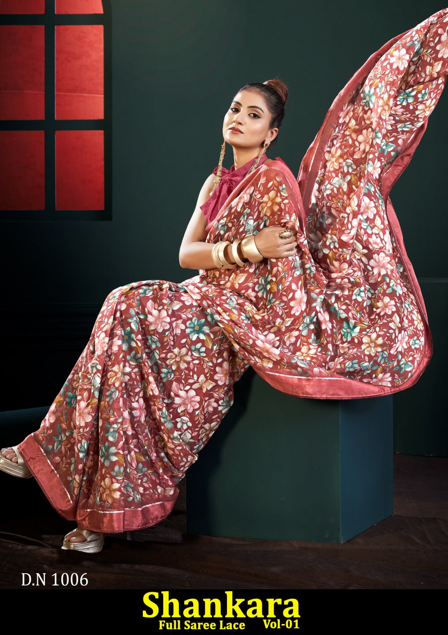Shankara Chiffon Saree with Full Saree Lace Border – Vol-01 -M.R. Saree Emporium