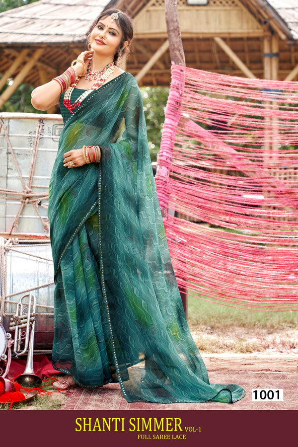 Kayaan Shanti Shimer Vol-01 Simmar Chiffon Saree – 8 PCS Set – M.R. Saree Emporium
