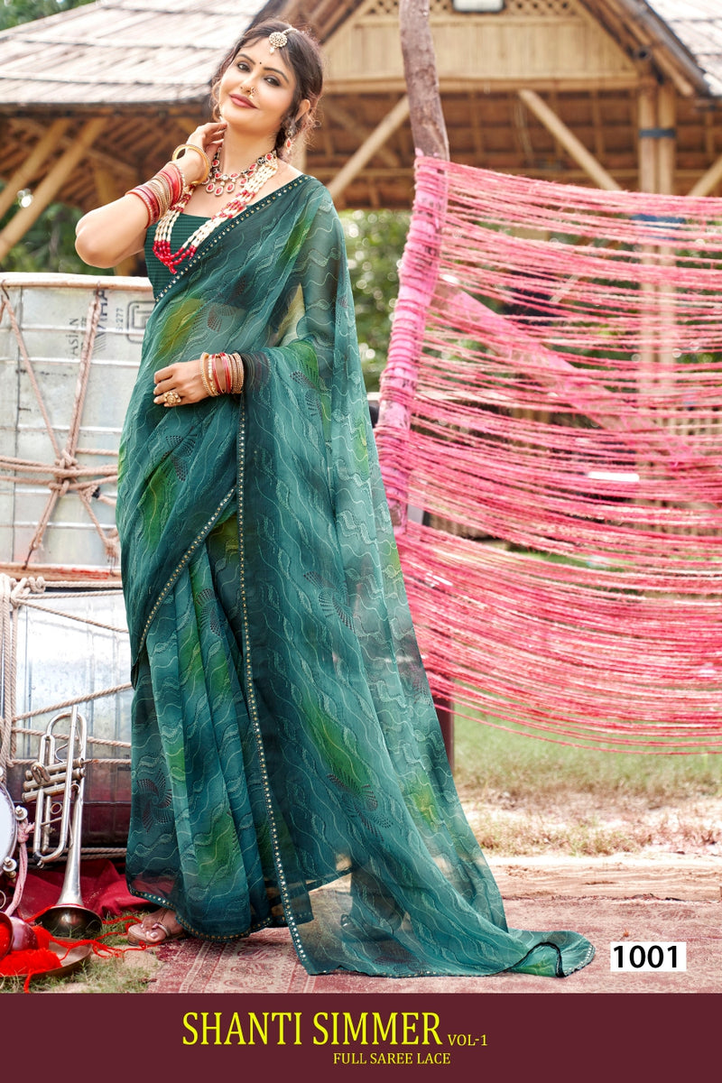 Kayaan Shanti Shimer Vol-01 Simmar Chiffon Saree – 8 PCS Set – M.R. Saree Emporium