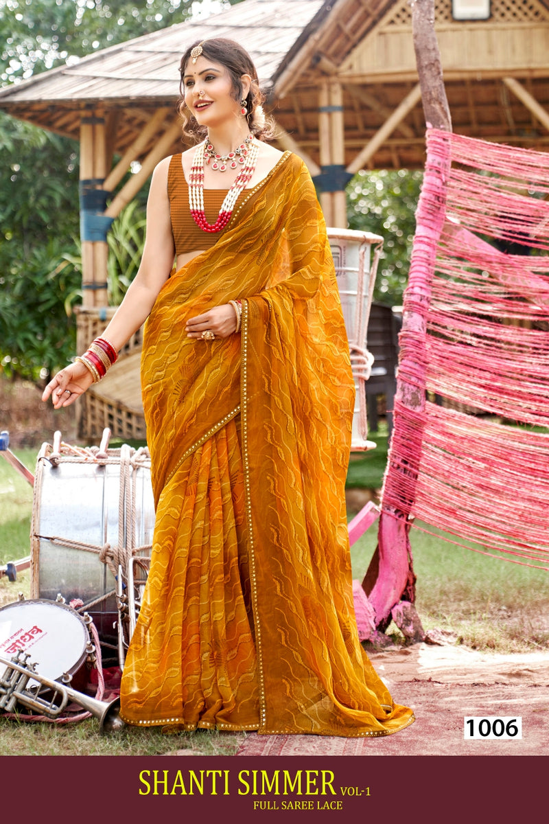 Kayaan Shanti Shimer Vol-01 Simmar Chiffon Saree – 8 PCS Set – M.R. Saree Emporium