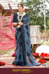 Kayaan Shanti Shimer Vol-01 Simmar Chiffon Saree – 8 PCS Set – M.R. Saree Emporium