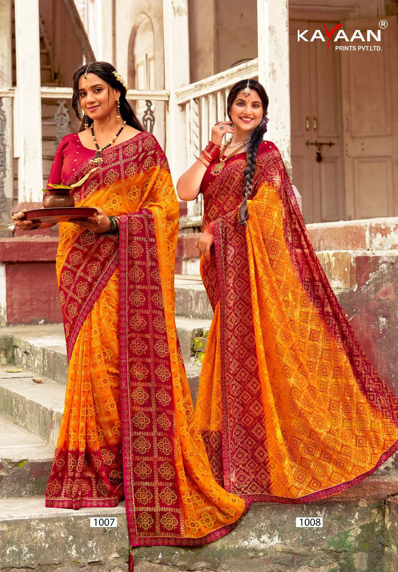 Kayaan Shibori Vol-01 Georgette Saree – 8 PCS Set – M.R. Saree Emporium