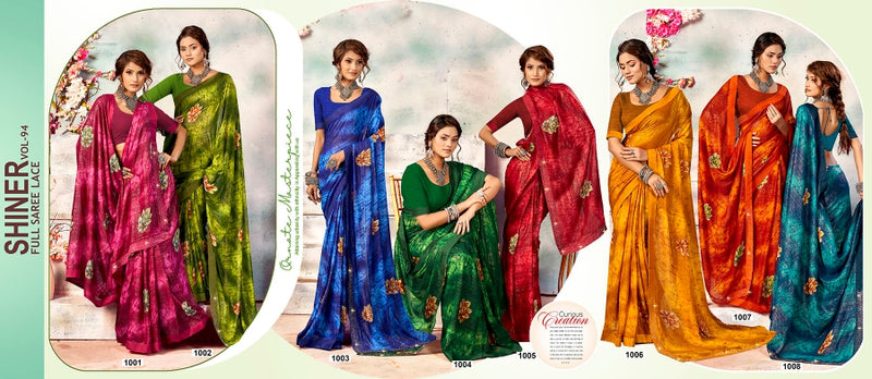 Kayaan Shiner Vol-94 Simmar Chiffon Saree – 8 PCS Set – M.R. Saree Emporium