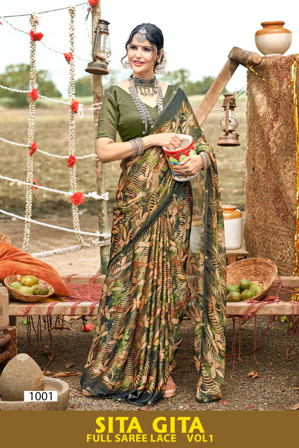 Sita Gita Vol-1 Kayaan Print Chiffon Fancy Saree M.R. Saree Emporium