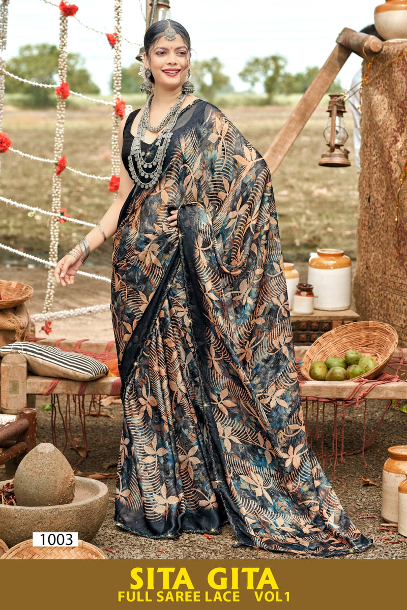 Sita Gita Vol-1 Kayaan Print Chiffon Fancy Saree M.R. Saree Emporium