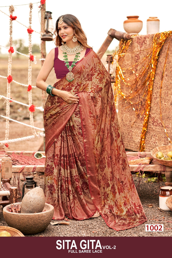 Sita Gita Vol-2 Chiffon Fancy Saree Kayaan Print M.R. Saree Emporium