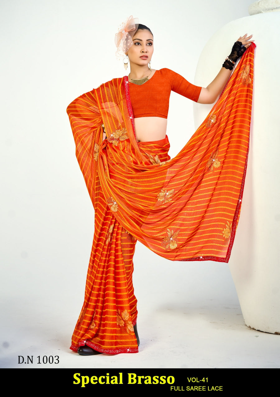 Kayaan Special Brasso Vol-41 Full Saree Lace Printed Brasso Saree – M.R. Saree Emporium