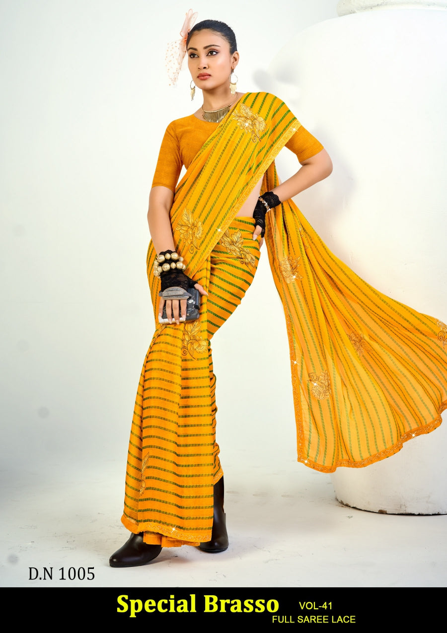 Kayaan Special Brasso Vol-41 Full Saree Lace Printed Brasso Saree – M.R. Saree Emporium