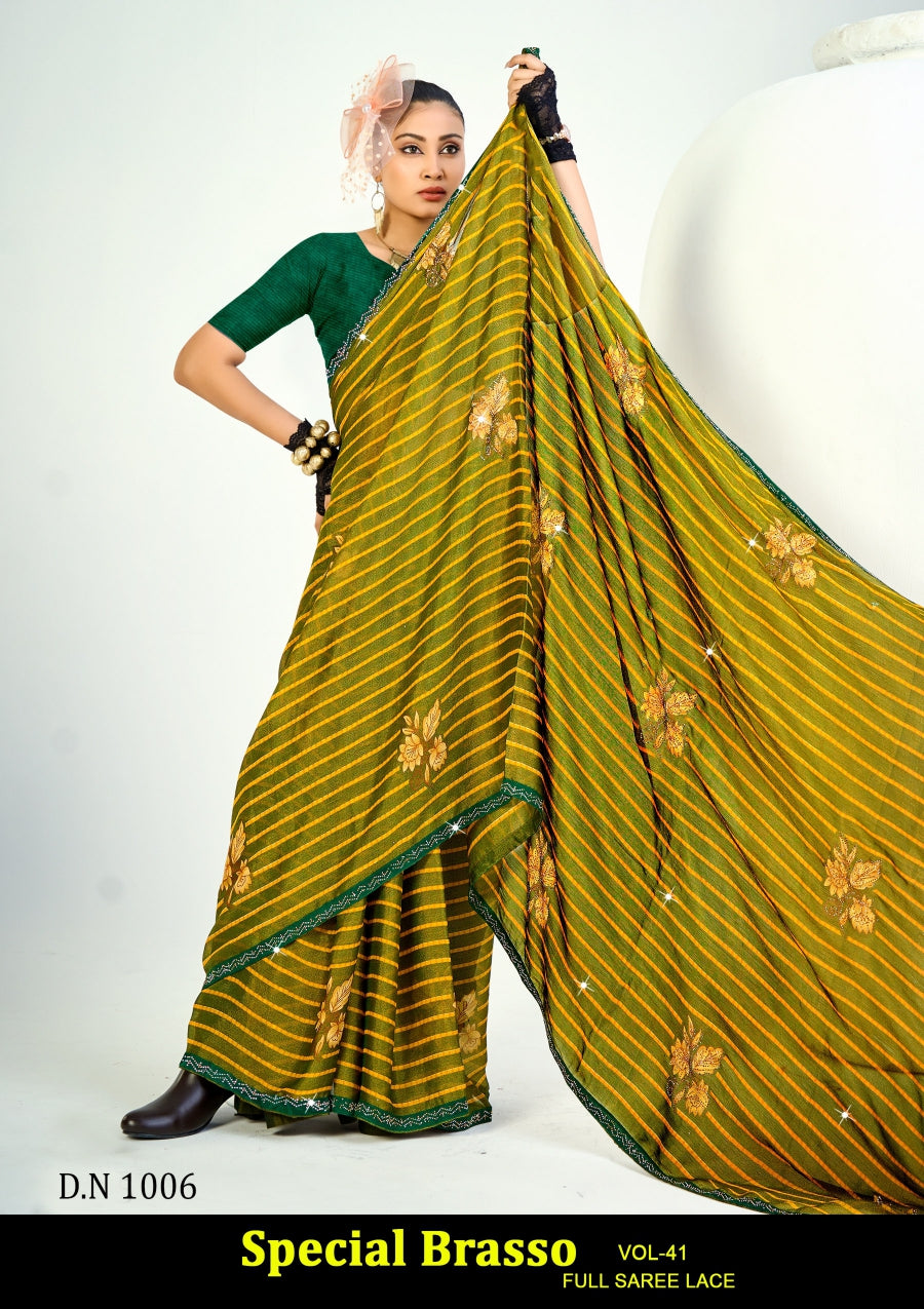 Kayaan Special Brasso Vol-41 Full Saree Lace Printed Brasso Saree – M.R. Saree Emporium