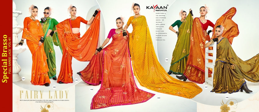 Kayaan Special Brasso Vol-41 Full Saree Lace Printed Brasso Saree – M.R. Saree Emporium