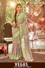 Kayaan Vegas Vol-01 Full Saree Lace Printed Shimmer Georgette Saree (8 Pcs Set) – M.R. Saree Emporium