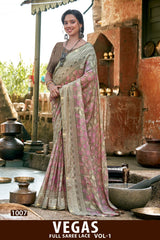 Kayaan Vegas Vol-01 Full Saree Lace Printed Shimmer Georgette Saree (8 Pcs Set) – M.R. Saree Emporium