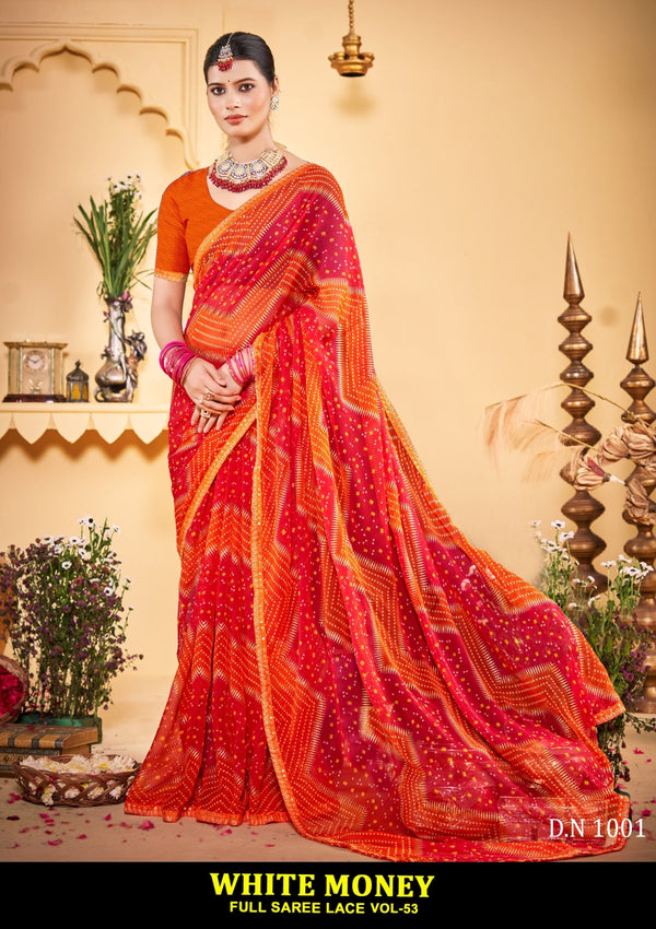 Kayaan White Money Vol-53 Chiffon Saree – 8 PCS Set – M.R. Saree Emporium