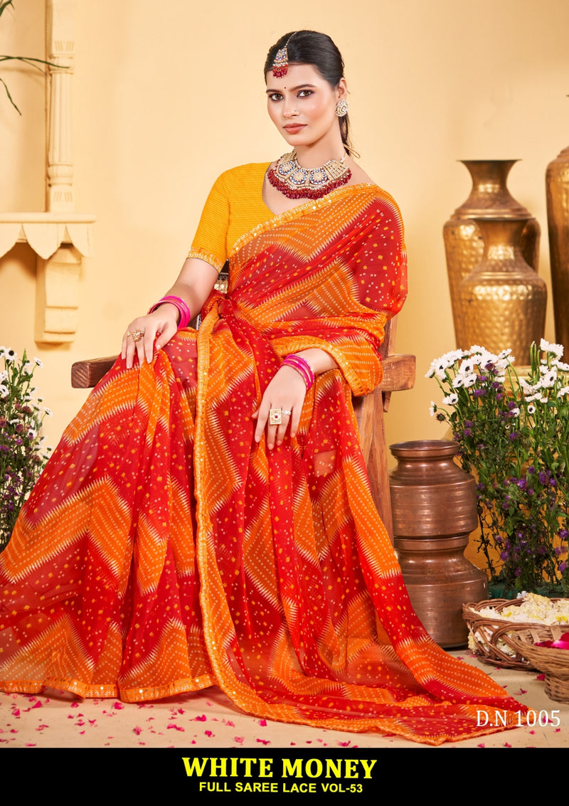 Kayaan White Money Vol-53 Chiffon Saree – 8 PCS Set – M.R. Saree Emporium