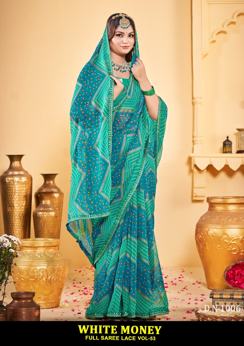 Kayaan White Money Vol-53 Chiffon Saree – 8 PCS Set – M.R. Saree Emporium