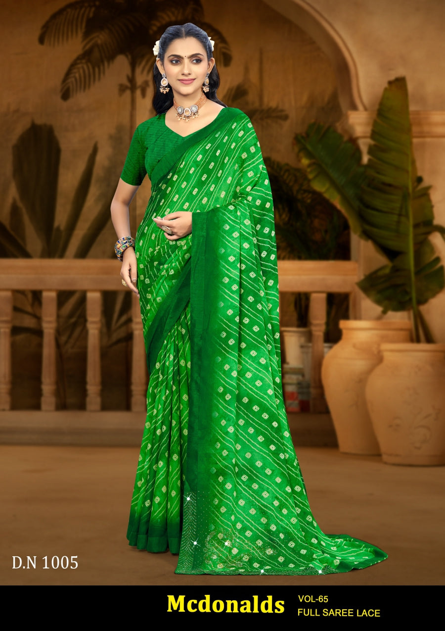 Kayaan Mcdonalds Vol-65 Chiffon Saree Set (8 Pcs) Printed Lace Border Daily Wear - M.R. Saree Emporium