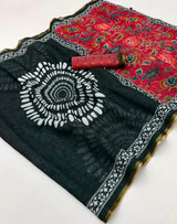 Kazari Series Lisha Soft Cotton Linen Saree with Zari Border & Fancy Tassels - M.R. Saree Emporium