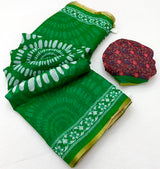 Kazari Series Lisha Soft Cotton Linen Saree with Zari Border & Fancy Tassels - M.R. Saree Emporium